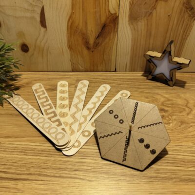 Peonza de trazos y 12 depresores